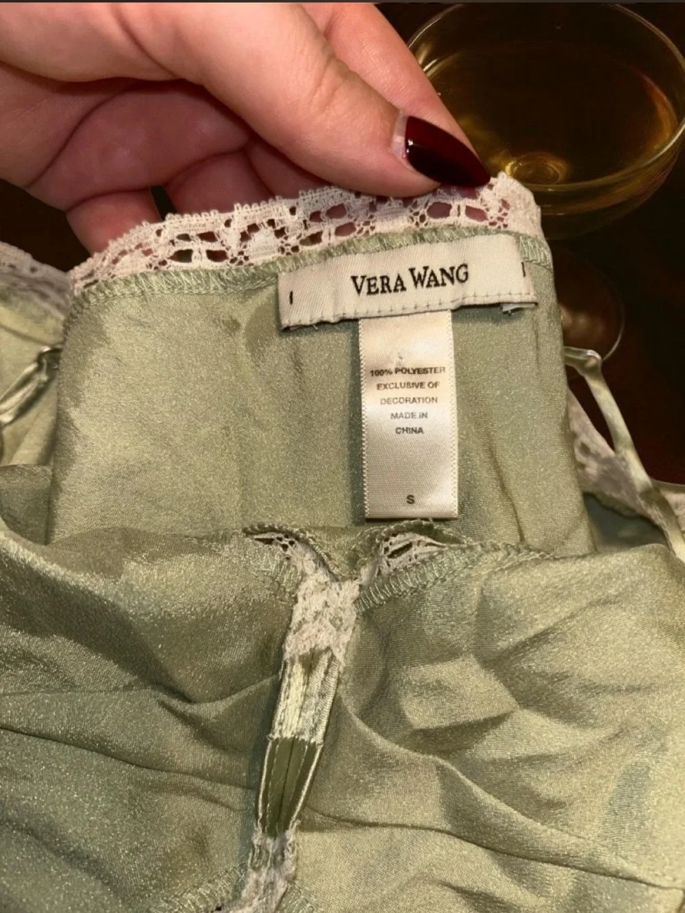 ✨ Vera Wang Pistachio Green with Ivory Lace Slip Dress, size small ✨